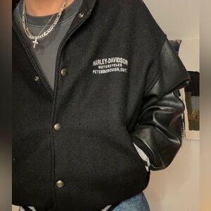 Harley-Davidson Black Wool and Leather Jacket